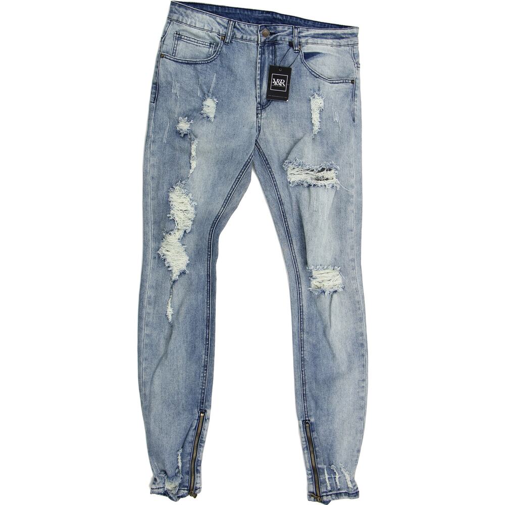 Young & Reckless Destroyed Distressed Faded Skinny Denim Jeans NWT 33